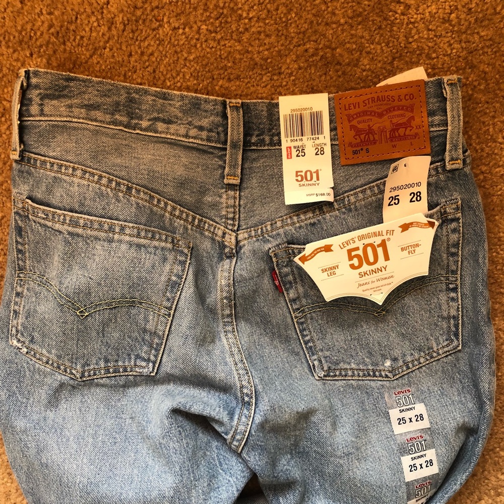 New [Levi’s] 501 High waist selvedge skinny jeans - Picture 6 of 8
